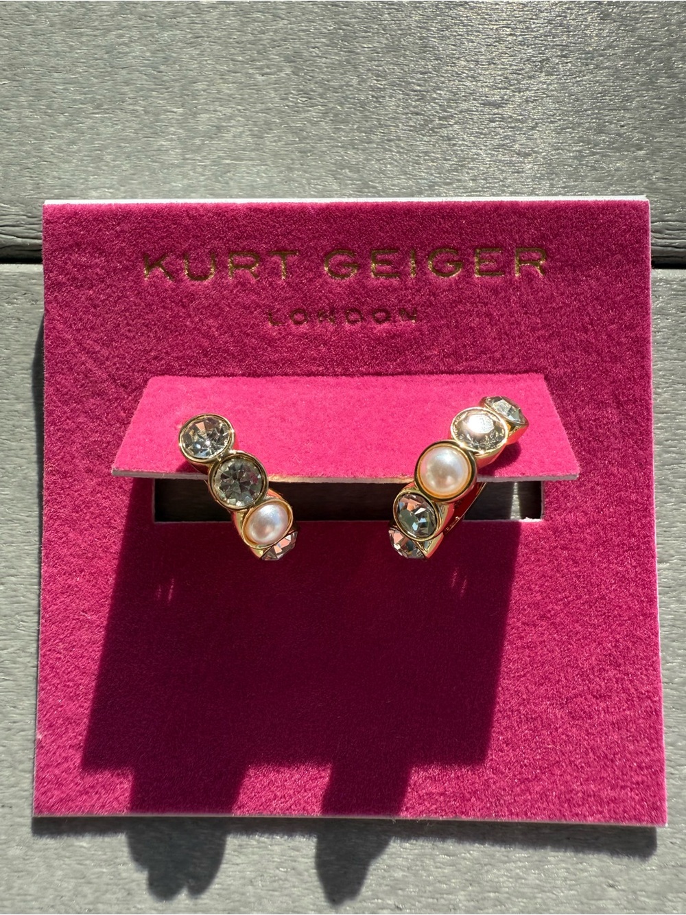 Kurt Geiger Gold-Tone Crystal & Pearl Huggie Earrings